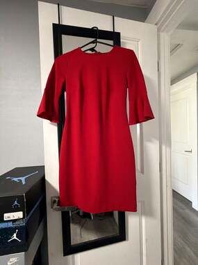Banana Republic Women's Red Bell-Sleeve Sheath Dress, Size 2P